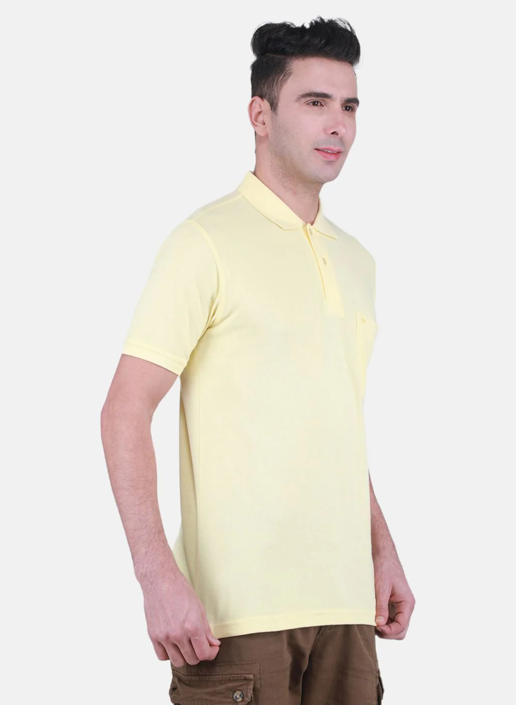 Men Yellow Solid T-Shirt - Image 6