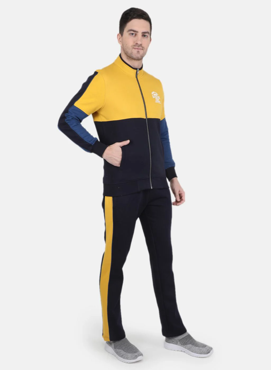 Men Yellow Solid Tracksuit - Image 7
