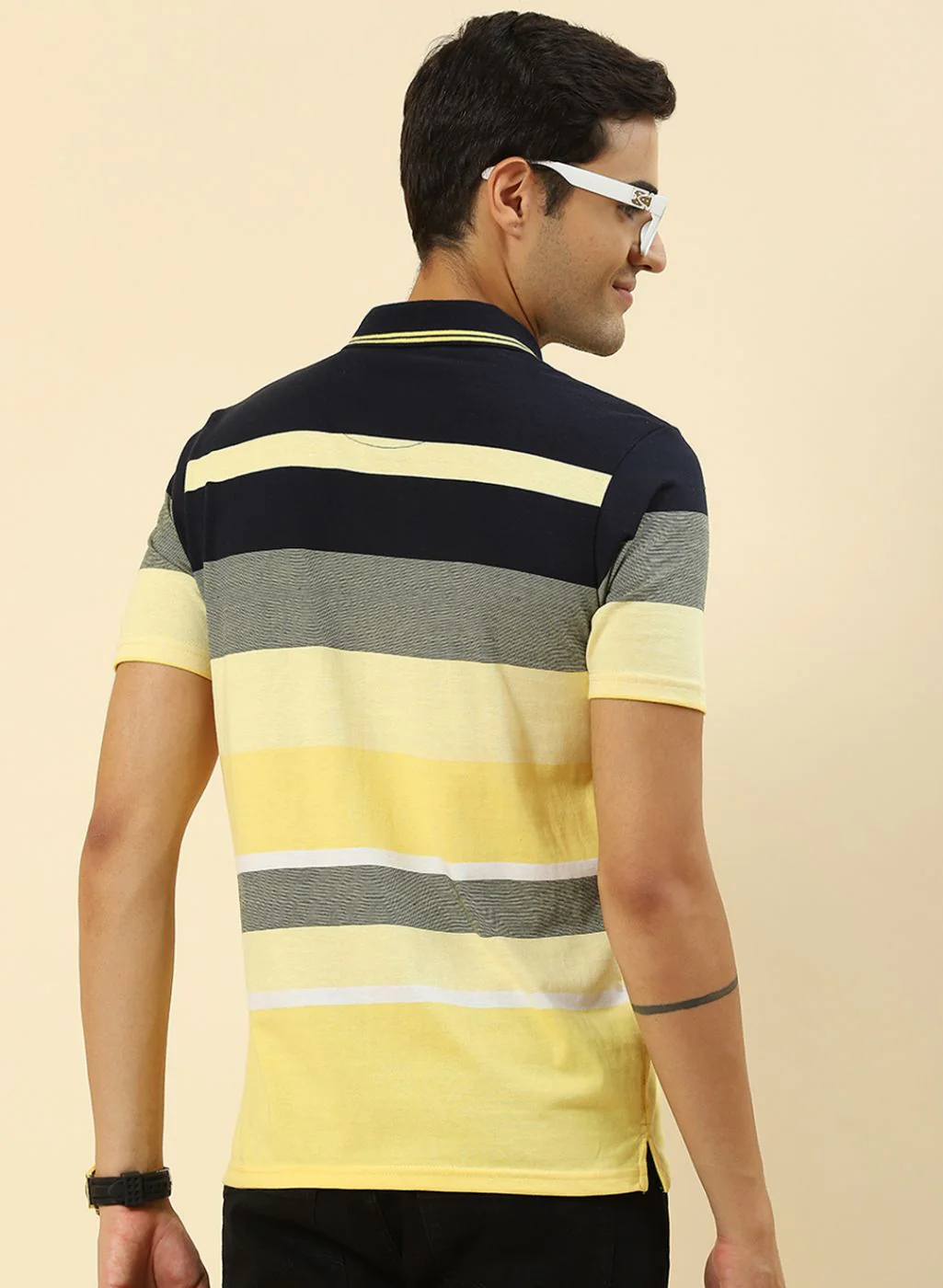 Men Yellow Stripe T-Shirt - Image 4