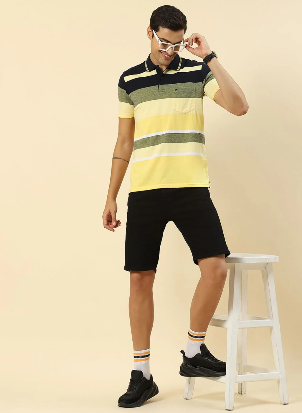 Men Yellow Stripe T-Shirt - Image 5