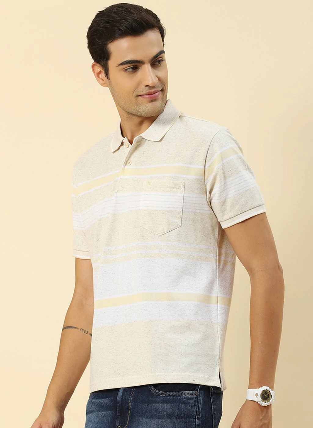 Men Yellow Stripe T-Shirt - Image 2