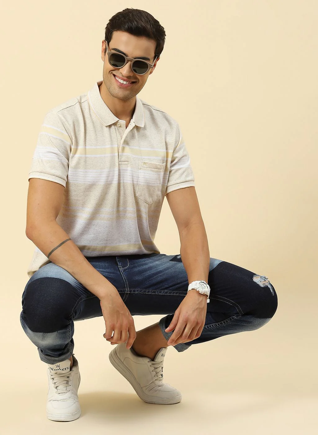 Men Yellow Stripe T-Shirt - Image 5