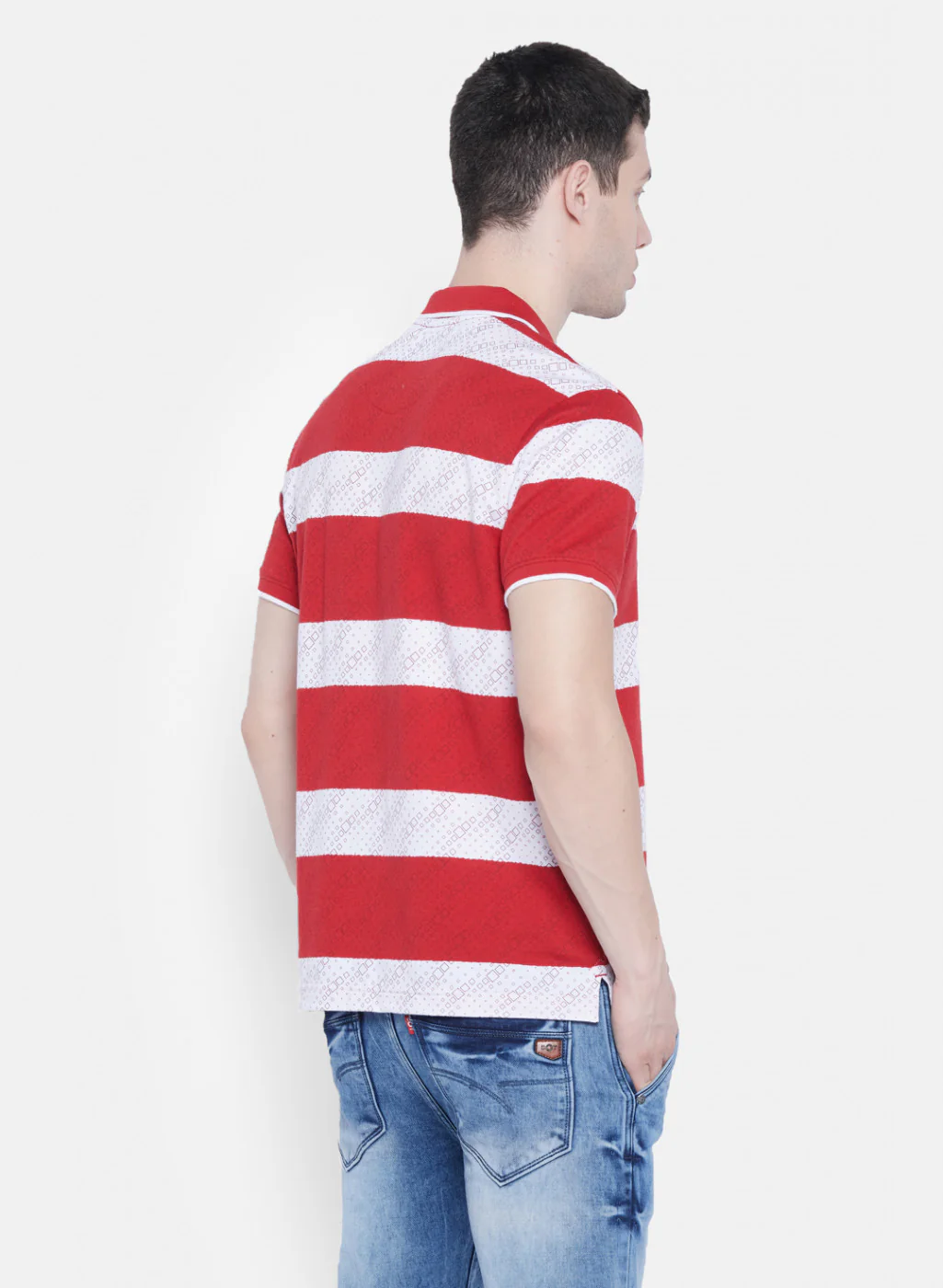 Mens Red Stripe T-Shirt - Image 2