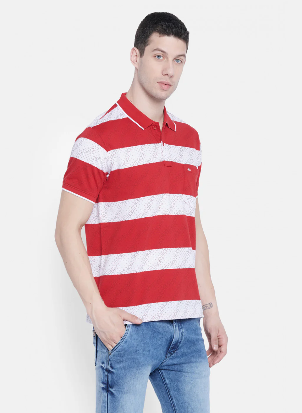 Mens Red Stripe T-Shirt - Image 4