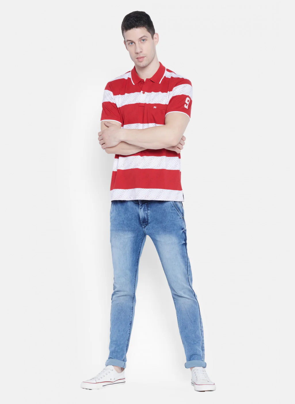 Mens Red Stripe T-Shirt - Image 7
