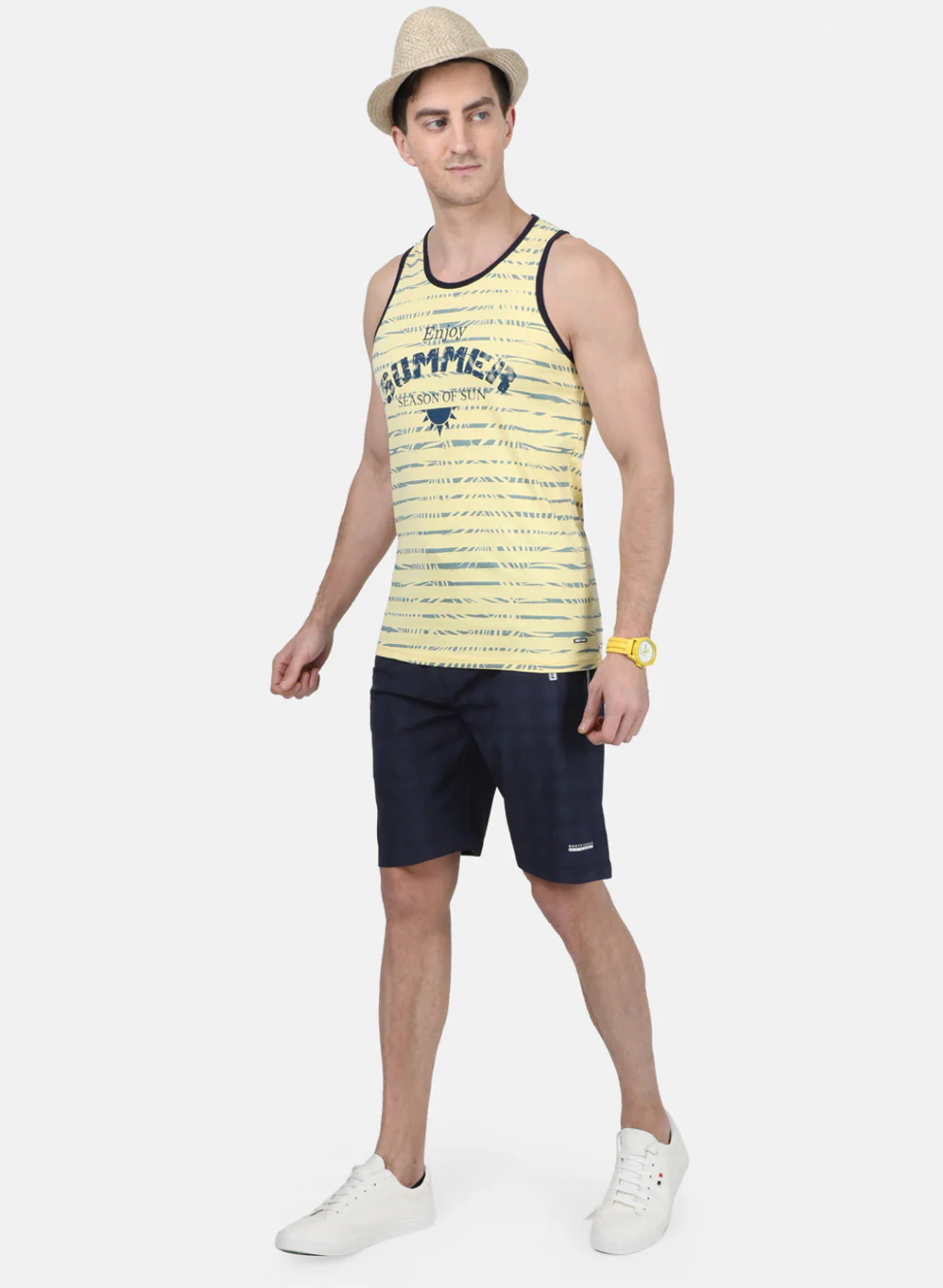 Mens Yellow Printed T-Shirt - Image 4