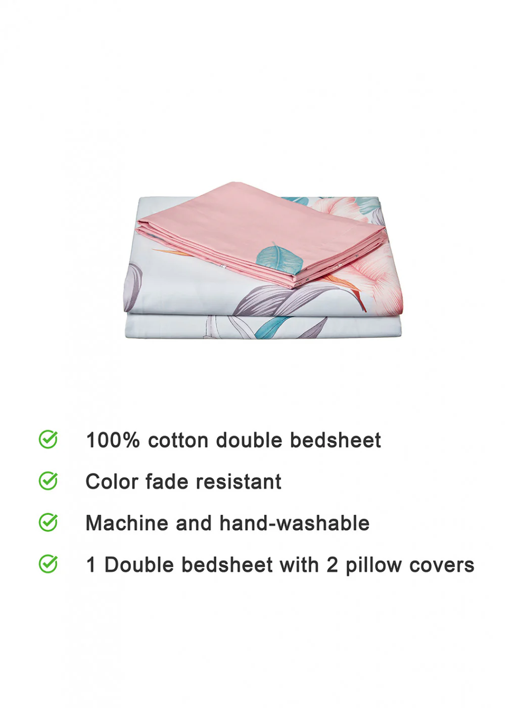 Multi Color 128/68 TC Bedsheet with 2 Pillow Covers - Image 4