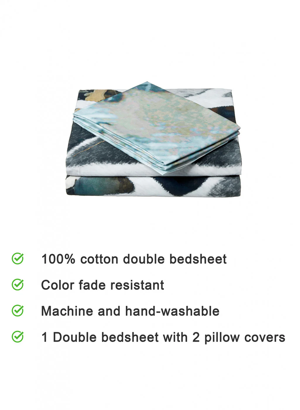 Multi Color 200 TC Bedsheet with 2 Pillow Covers - Image 3