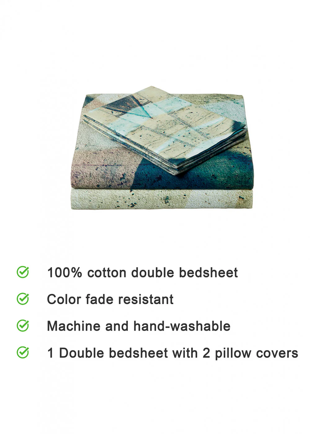 Multi Color 200 TC Bedsheet with 2 Pillow Covers - Image 3