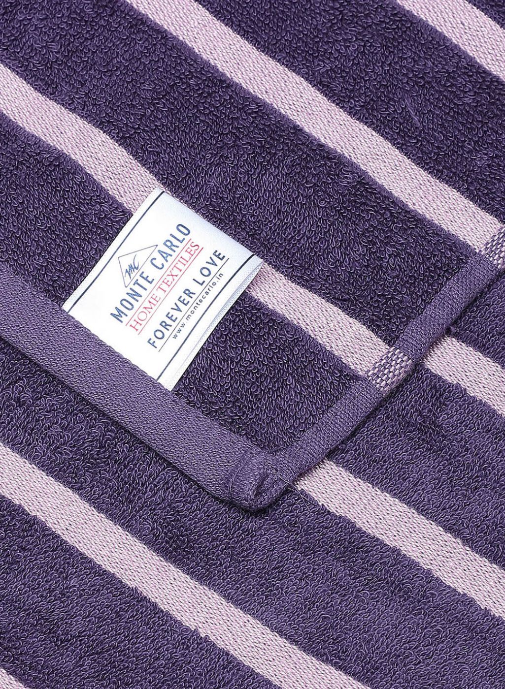 Purple & Pink Cotton 525 GSM Bath Towel (Pack of 2) - Image 6
