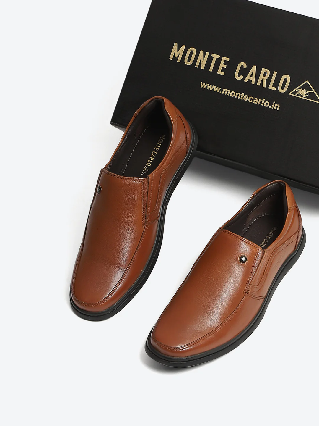 Monte Carlo Tan Comfortable Slip on Formal Shoes for Men - Image 2