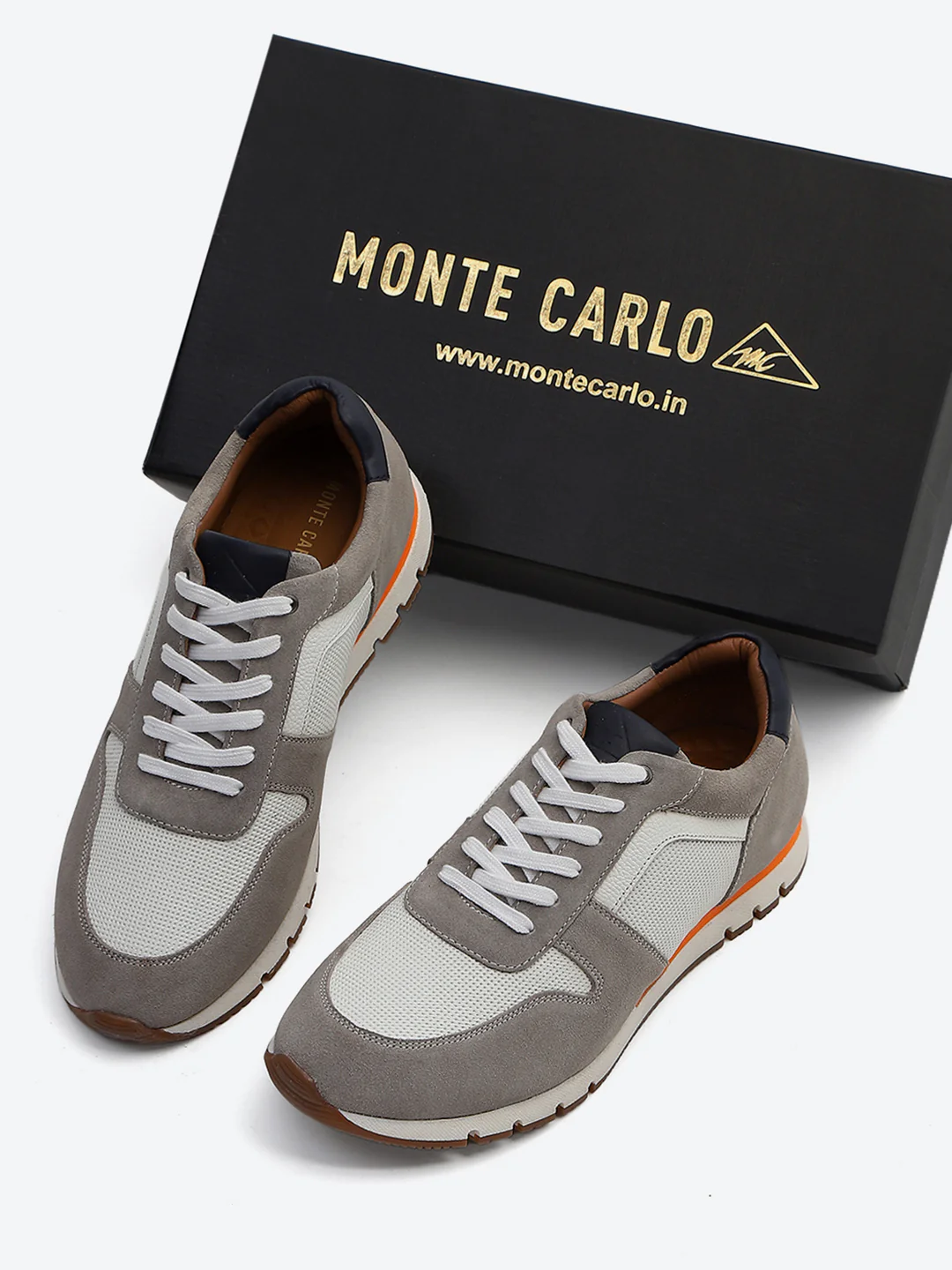 Monte Carlo White Leather Classic Retro Vintage Casual Lifestyle Trainer Lace-Up Sneakers for Men - Image 2