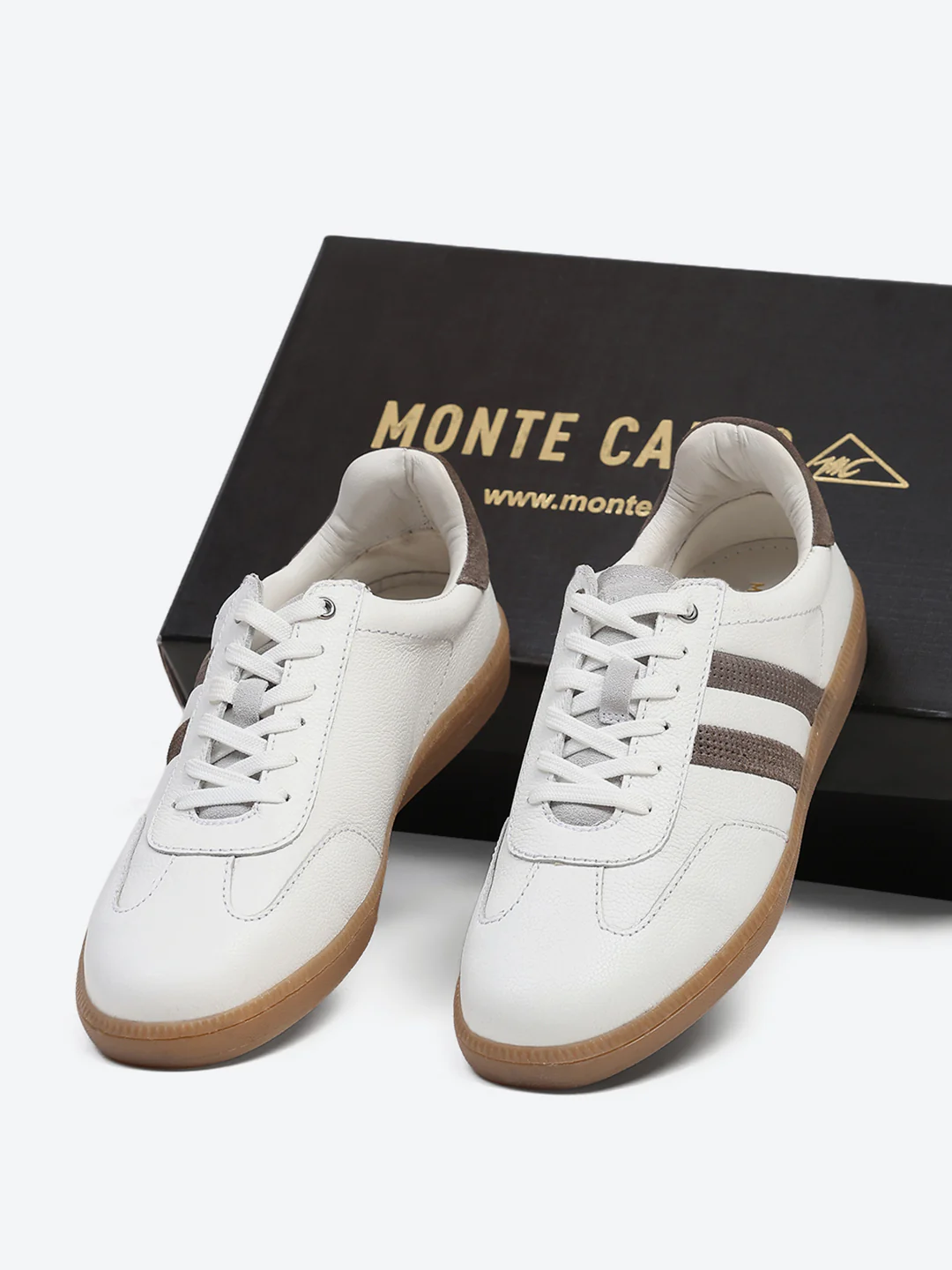 Monte Carlo White Smart Lace-Up Casual Sneakers for Men - Image 2