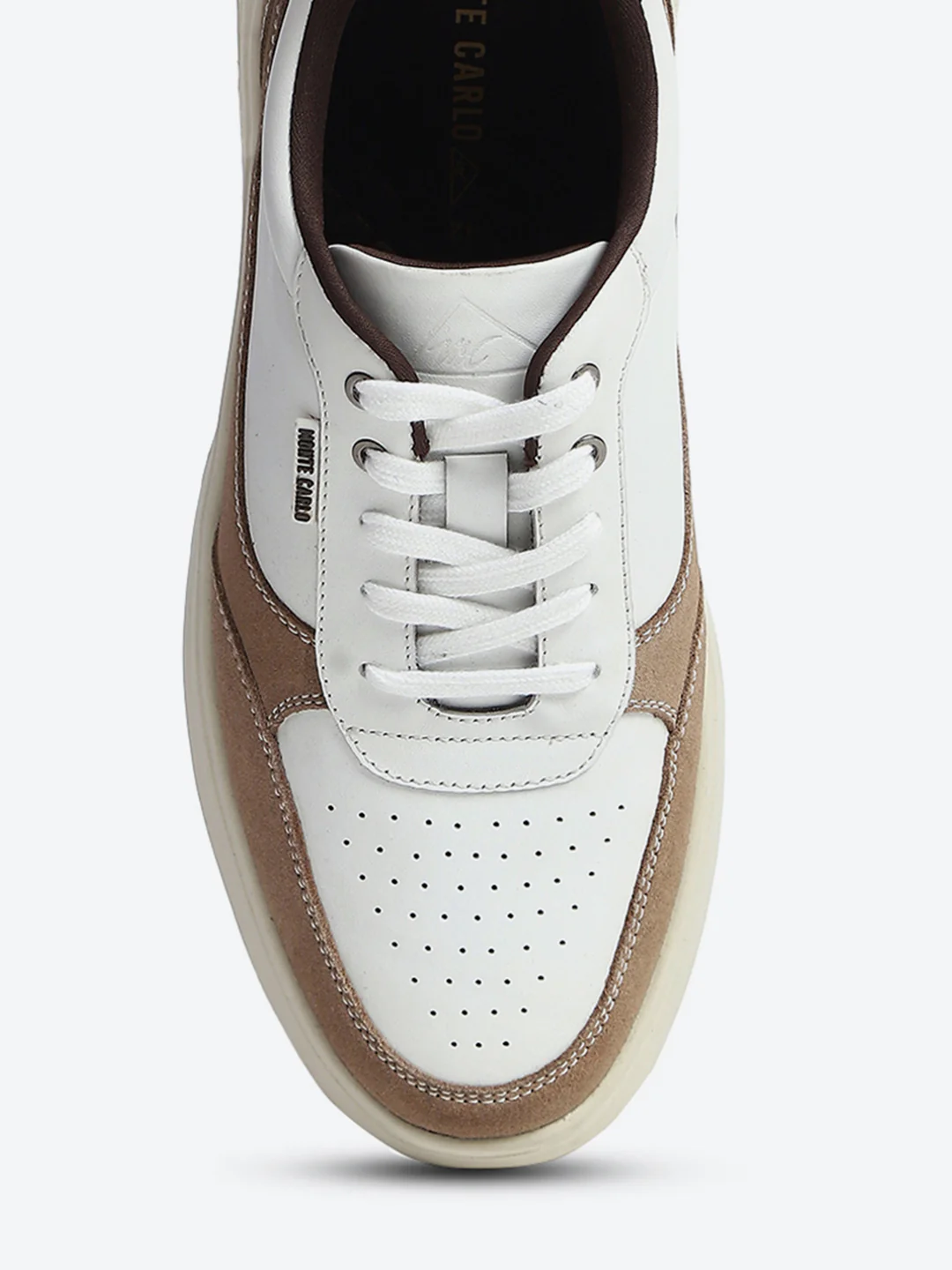 Monte Carlo White & Taupe Comfort Casual Sneakers for Men - Image 7