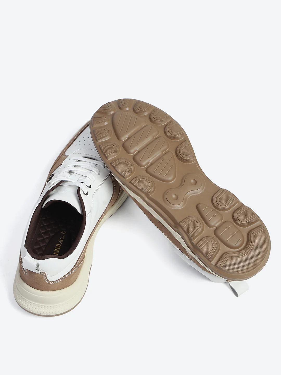 Monte Carlo White & Taupe Comfort Casual Sneakers for Men - Image 8