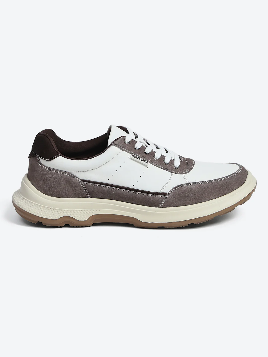 Monte Carlo White & Taupe Comfort Casual Sneakers for Men - Image 5