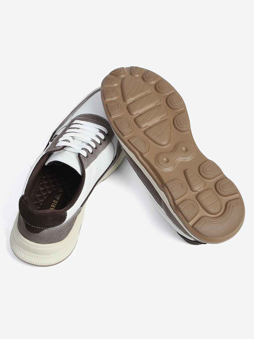 Monte Carlo White & Taupe Comfort Casual Sneakers for Men - Image 8