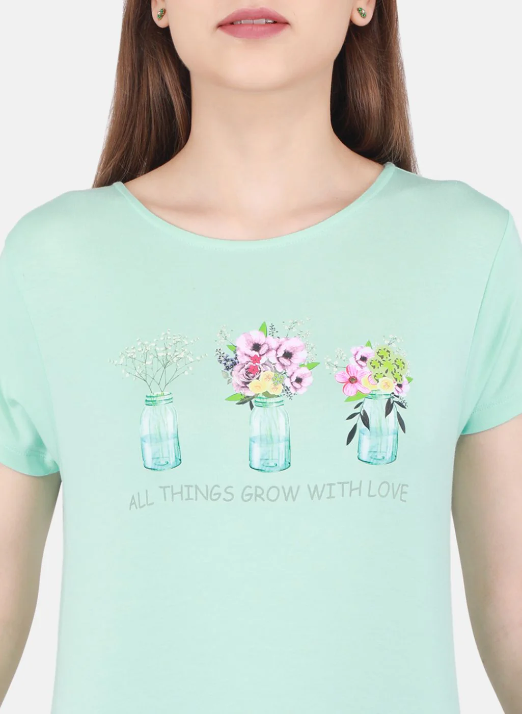 Women Aqua Blue Printed Top - Image 5