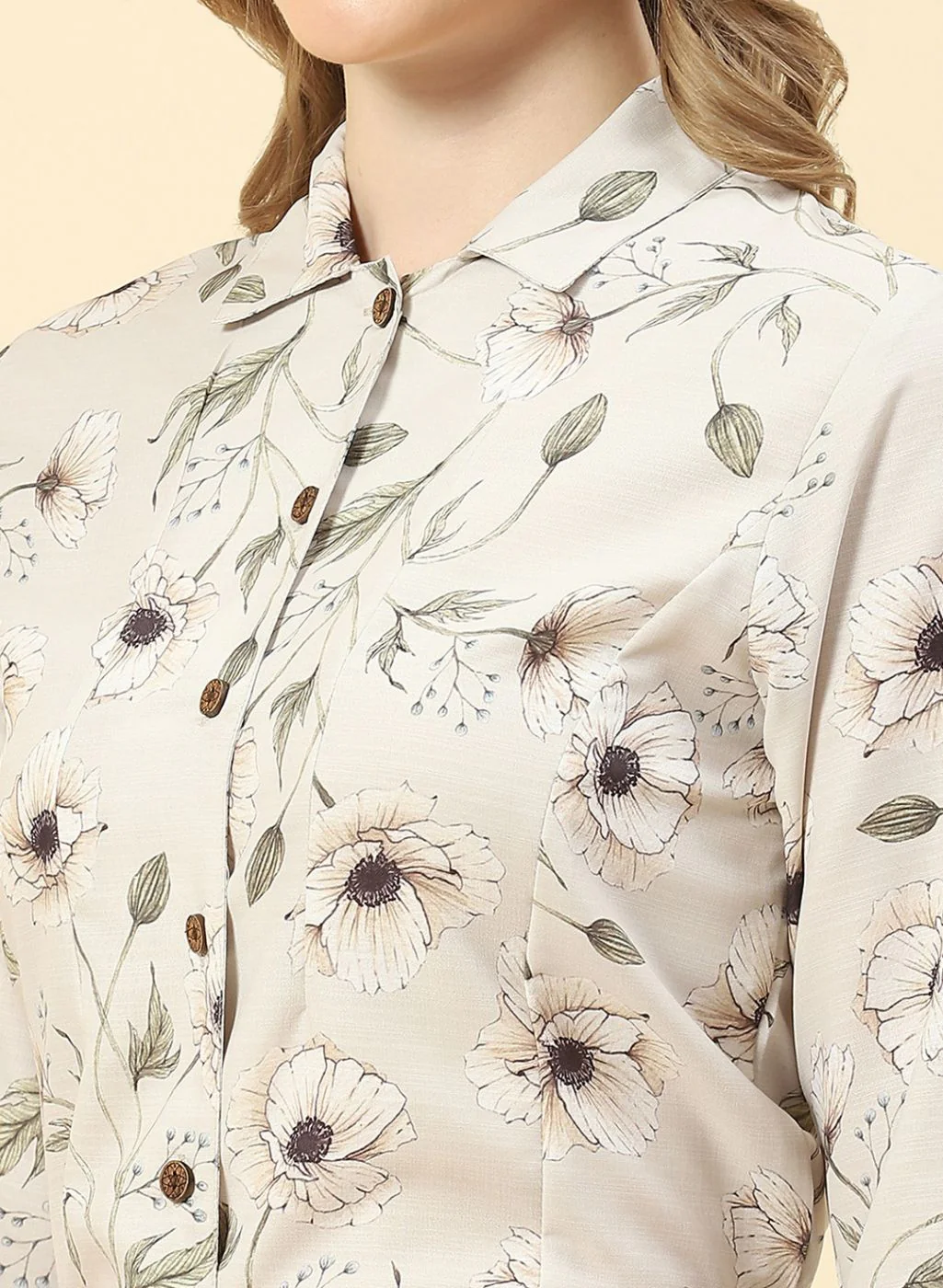 Women Beige Printed CoordiNAte Set - Image 6
