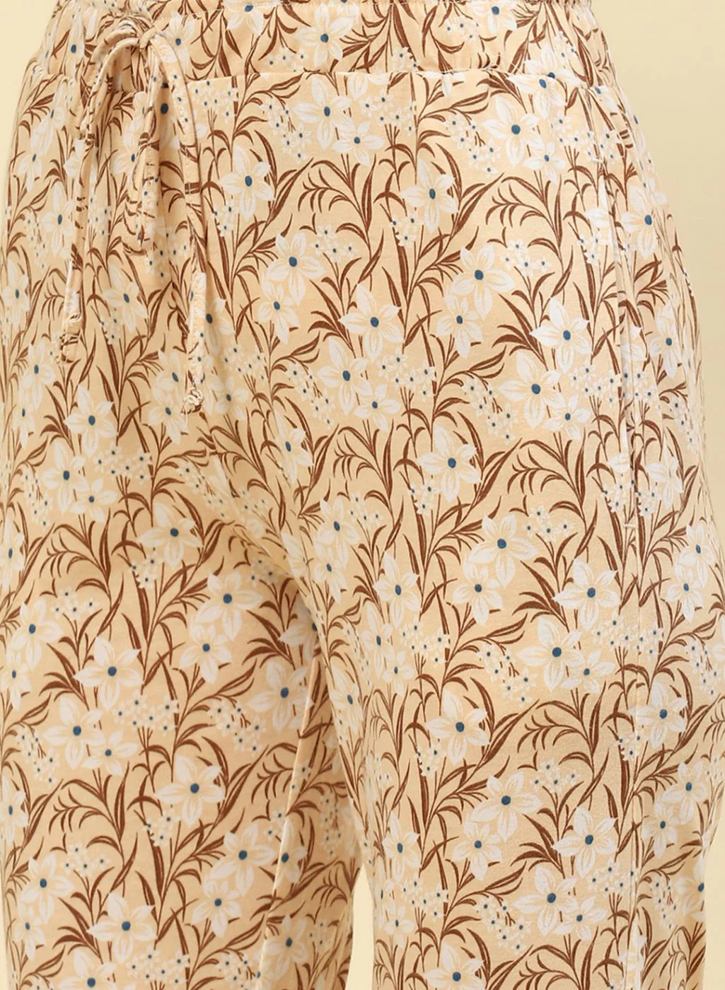 Women Beige Printed Lower Set - Image 7