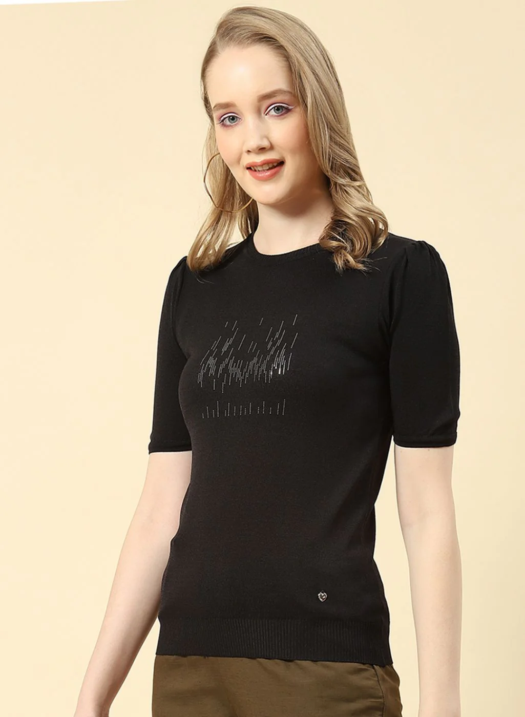 Women Black Plain Top - Image 3