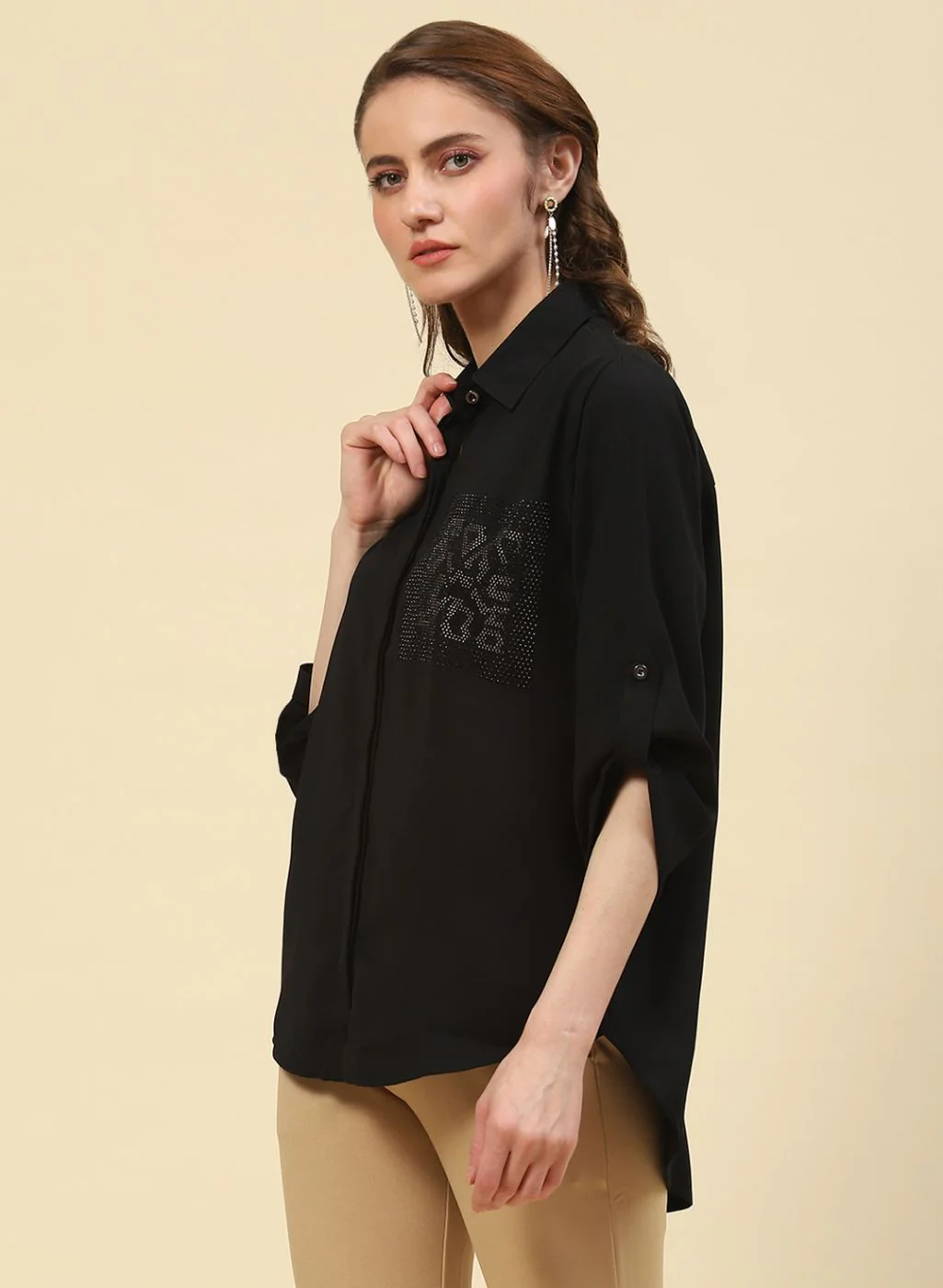 Women Black Plain Top - Image 3