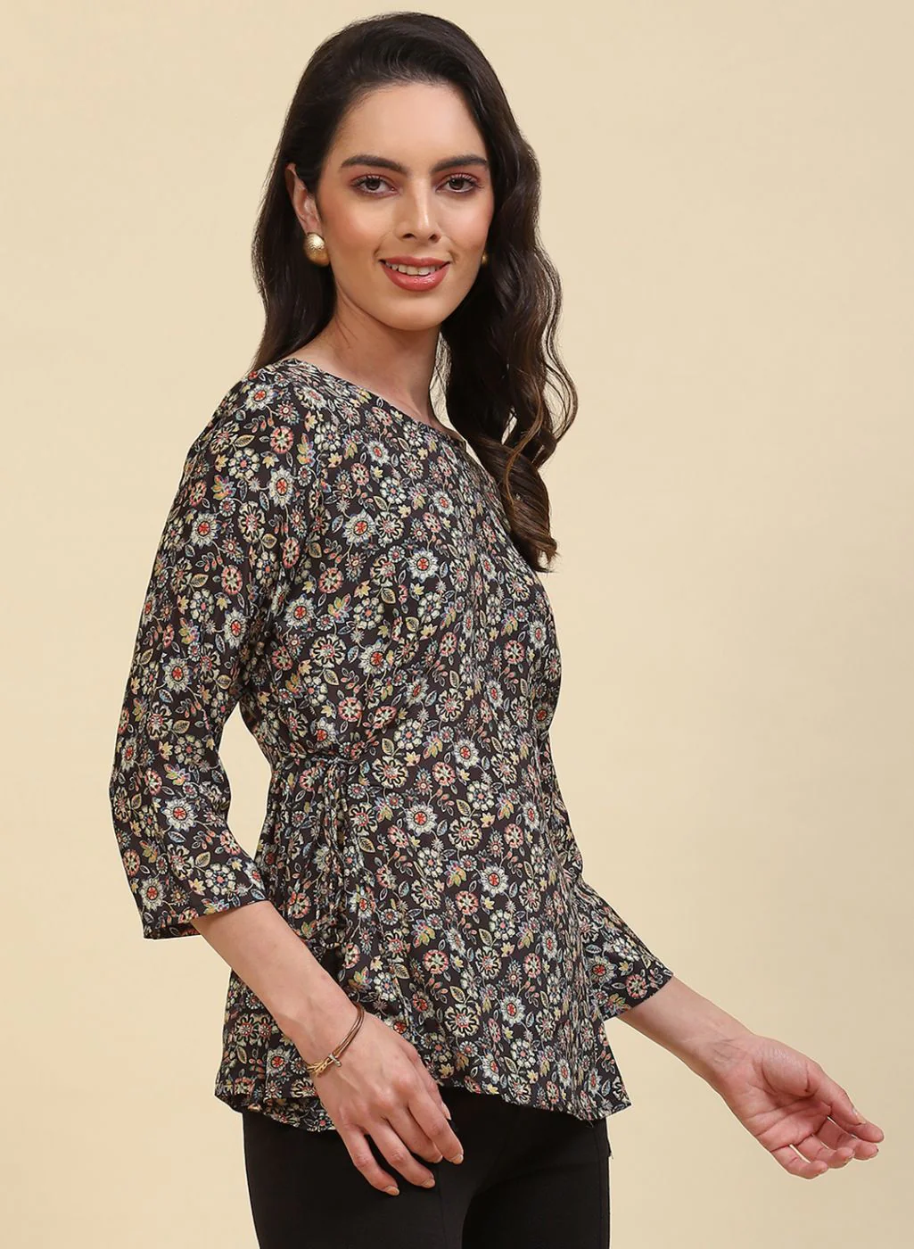 Women Black Printed Top - Image 4
