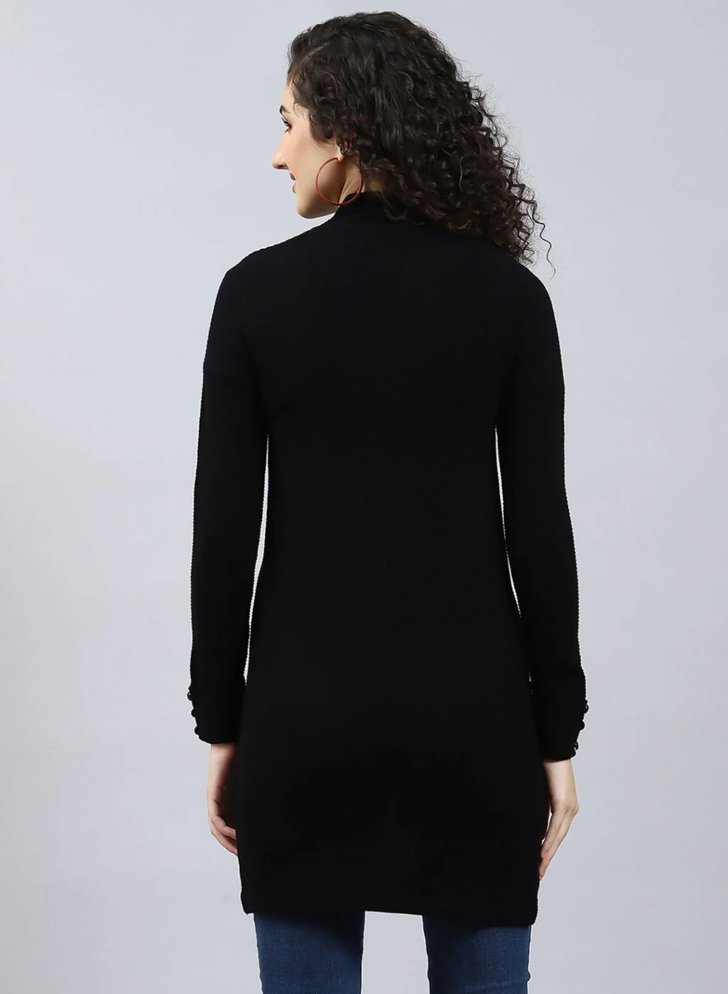 Women Black Self Design Wool blend Cardigan - Image 3