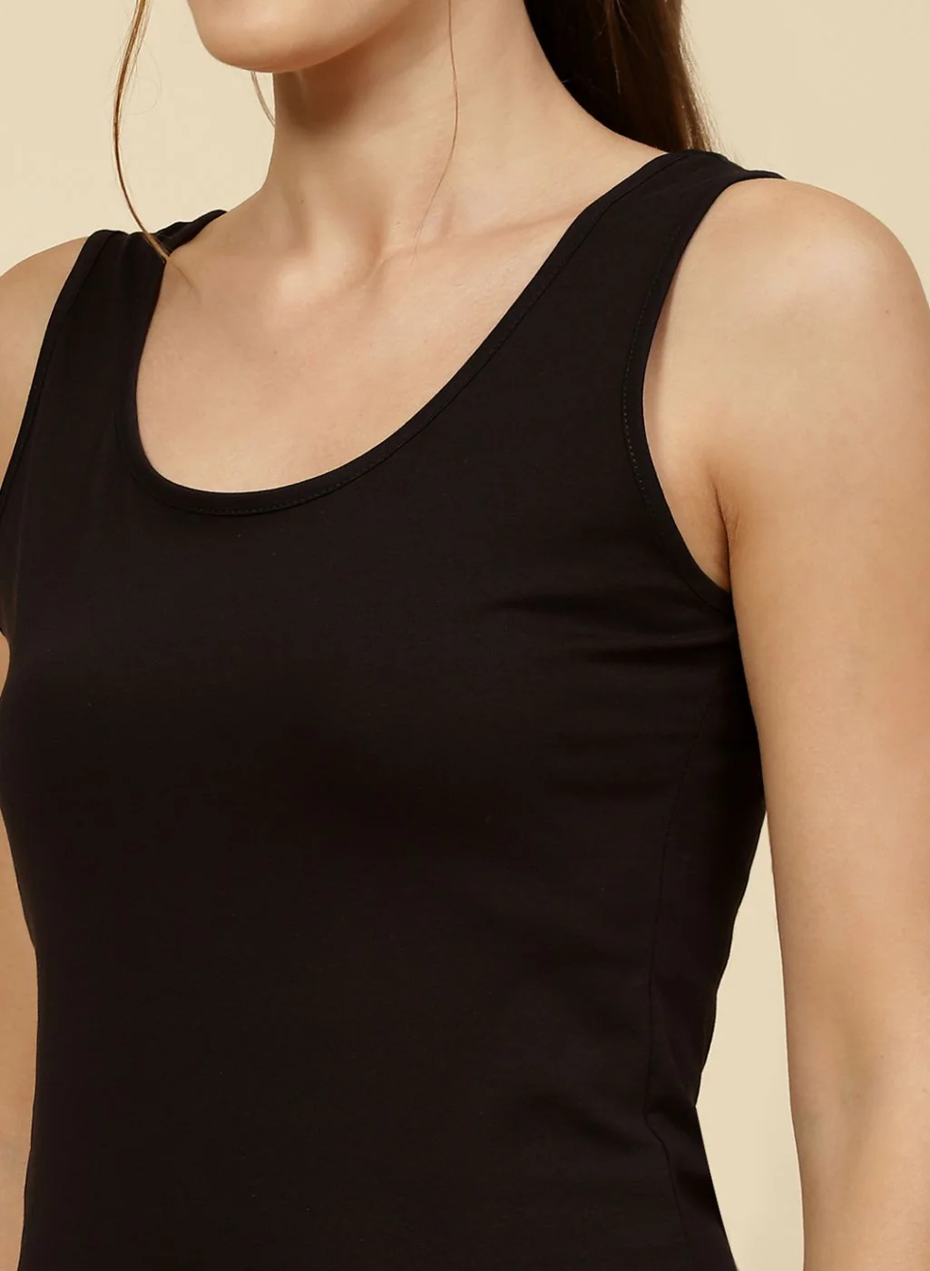 Women Black Solid Spaghetti - Image 6