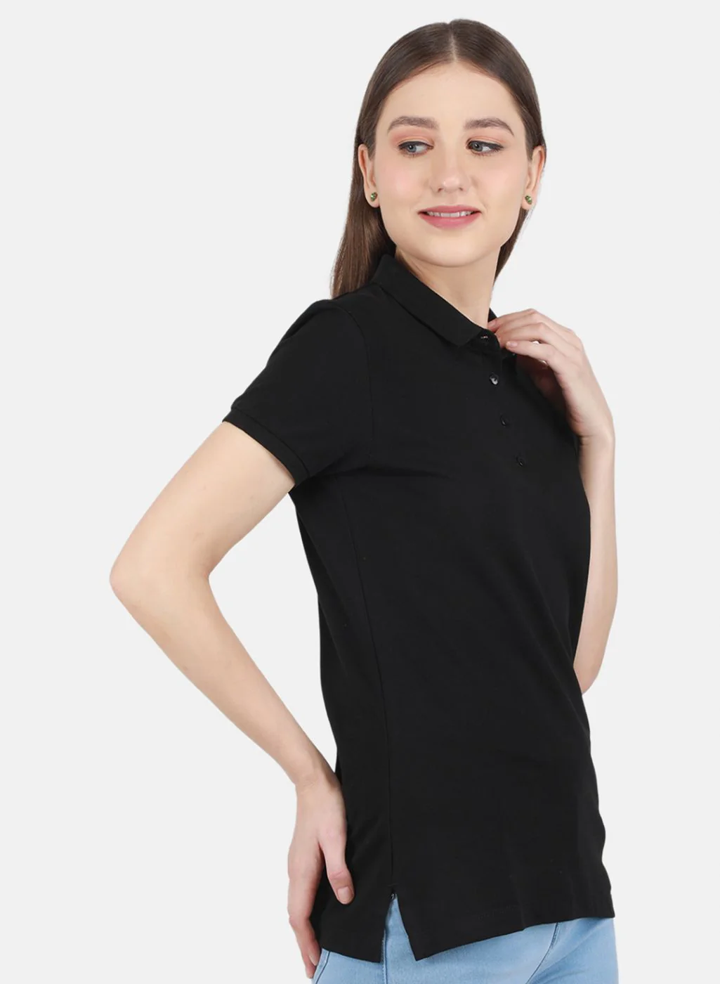 Women Black Solid T-Shirt - Image 6