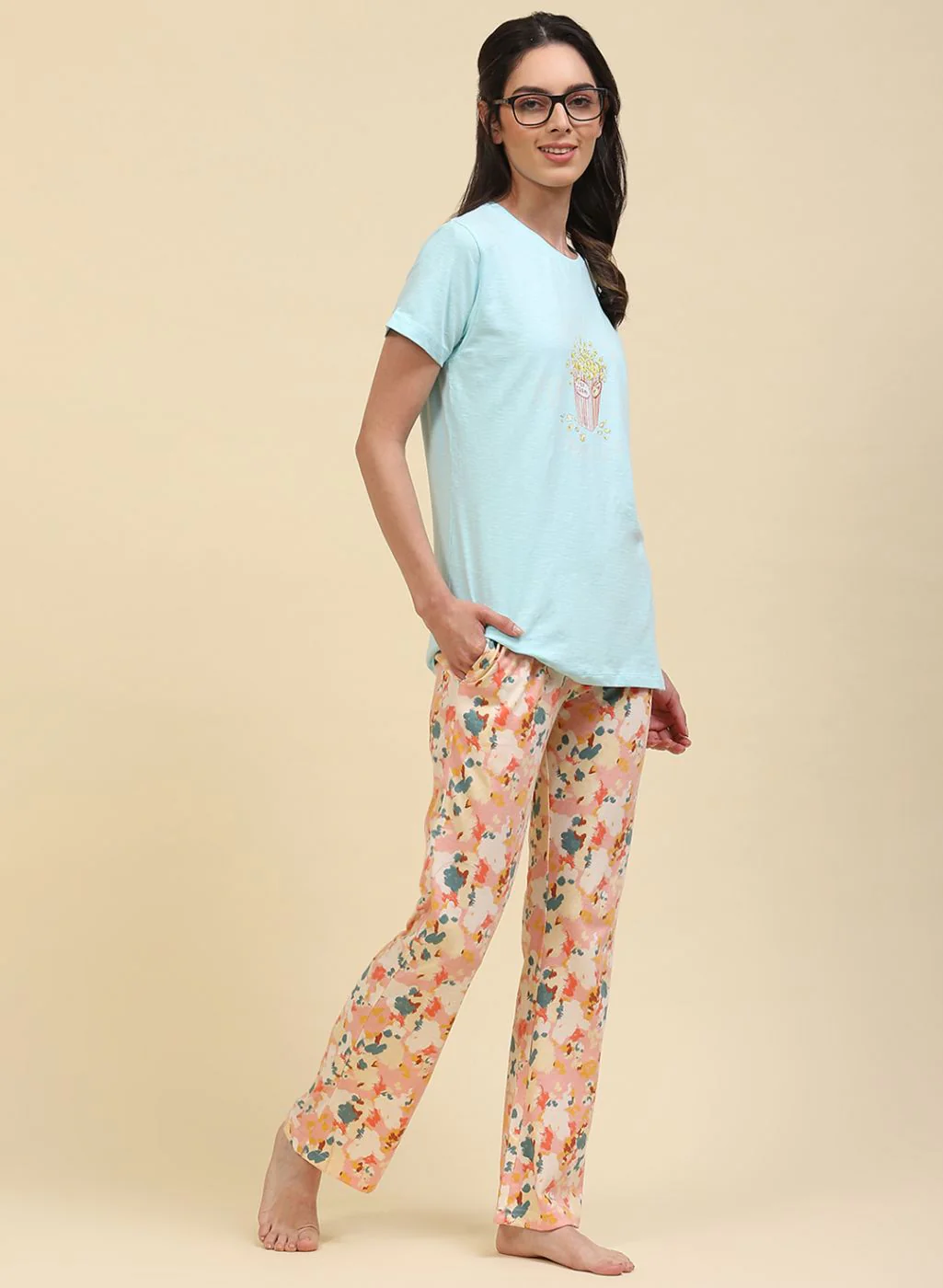 Women Blue Printed Lower Set - Image 3