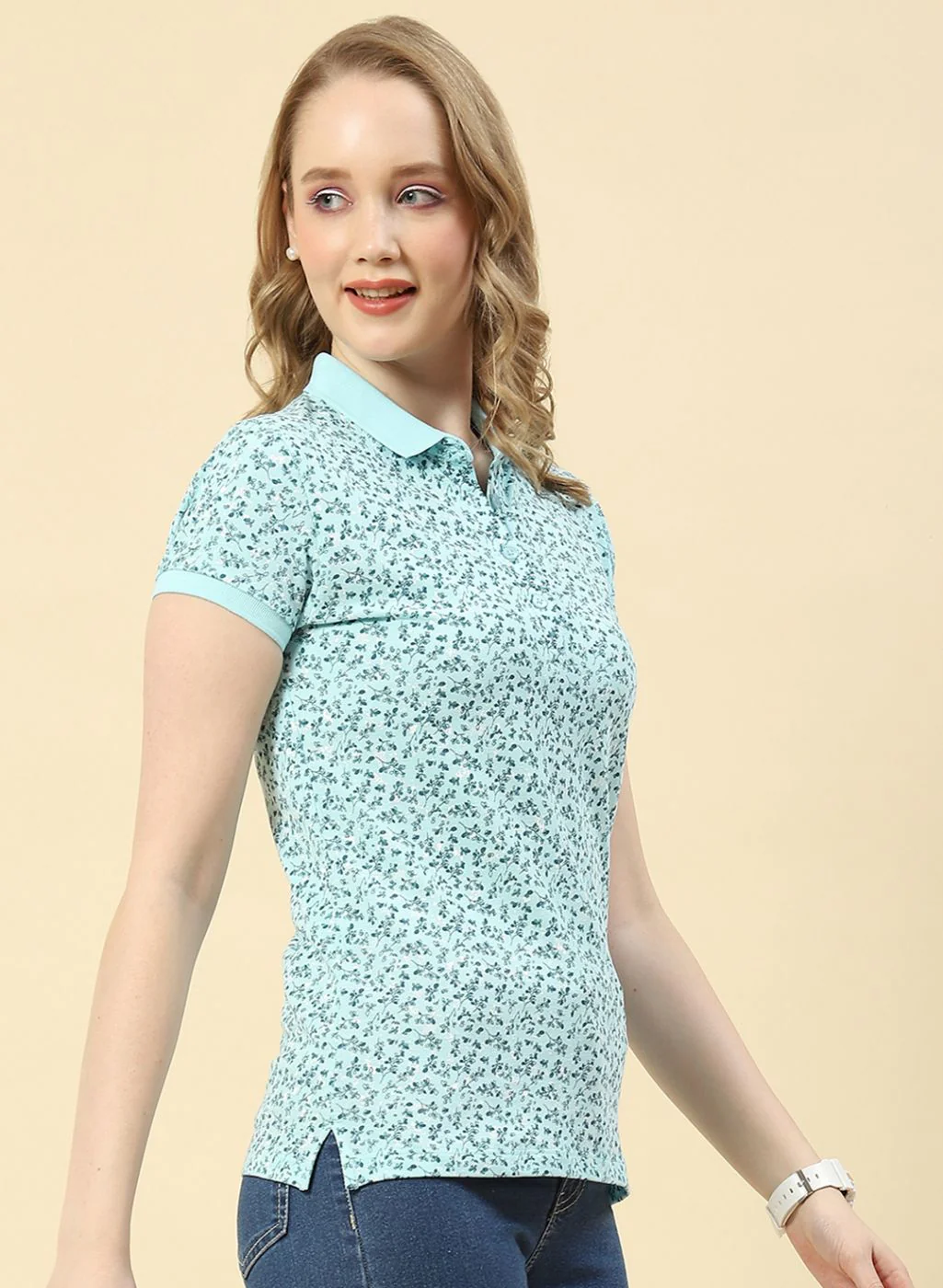 Women Blue Printed T-Shirt - Image 3