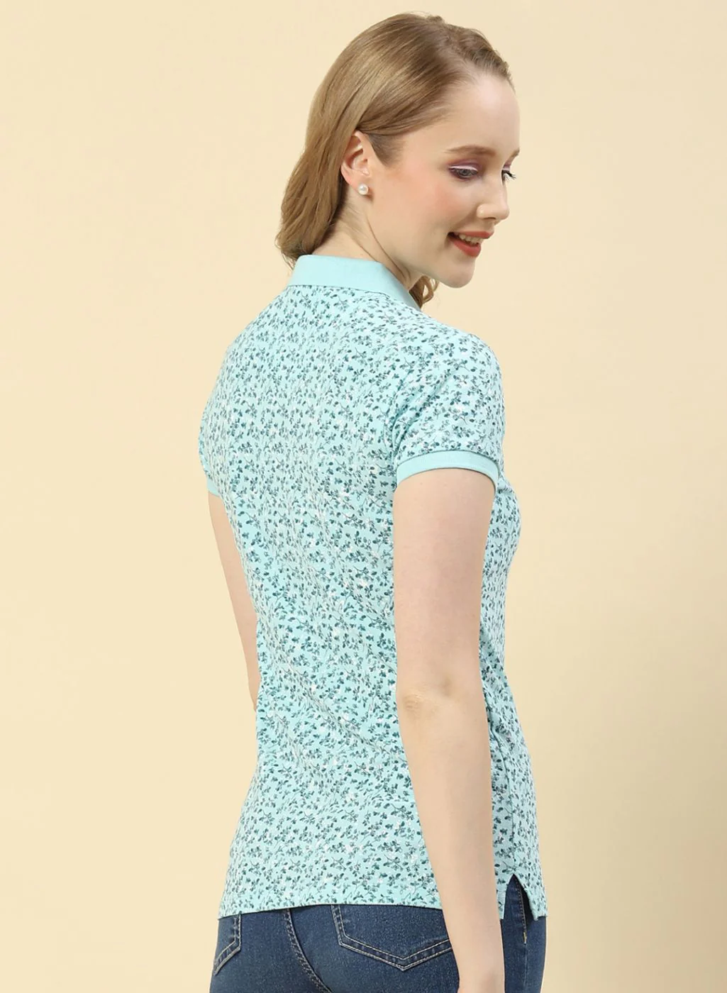 Women Blue Printed T-Shirt - Image 4