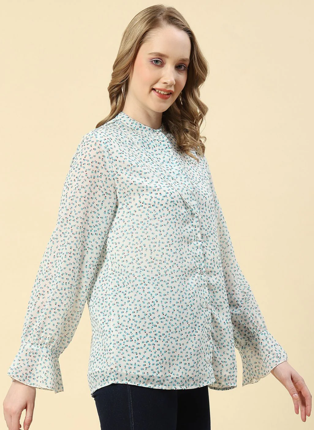 Women Blue Printed Top - Image 3