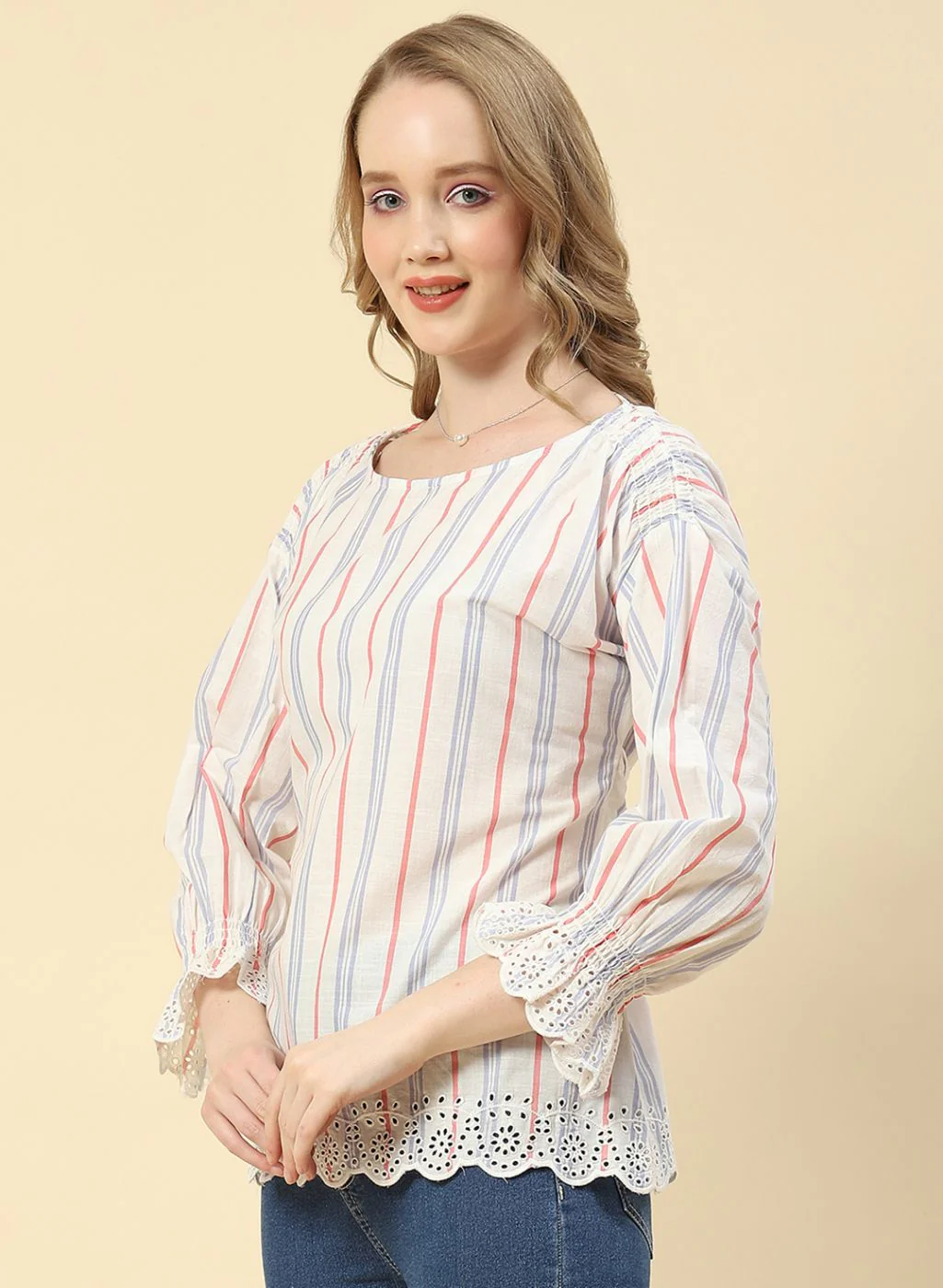 Women Blue Printed Top - Image 2