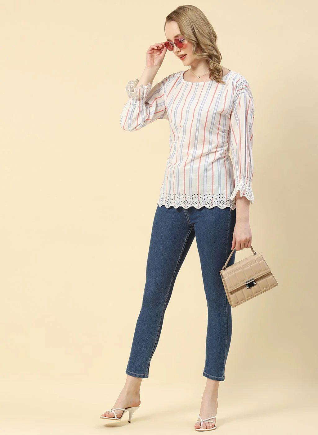 Women Blue Printed Top - Image 5