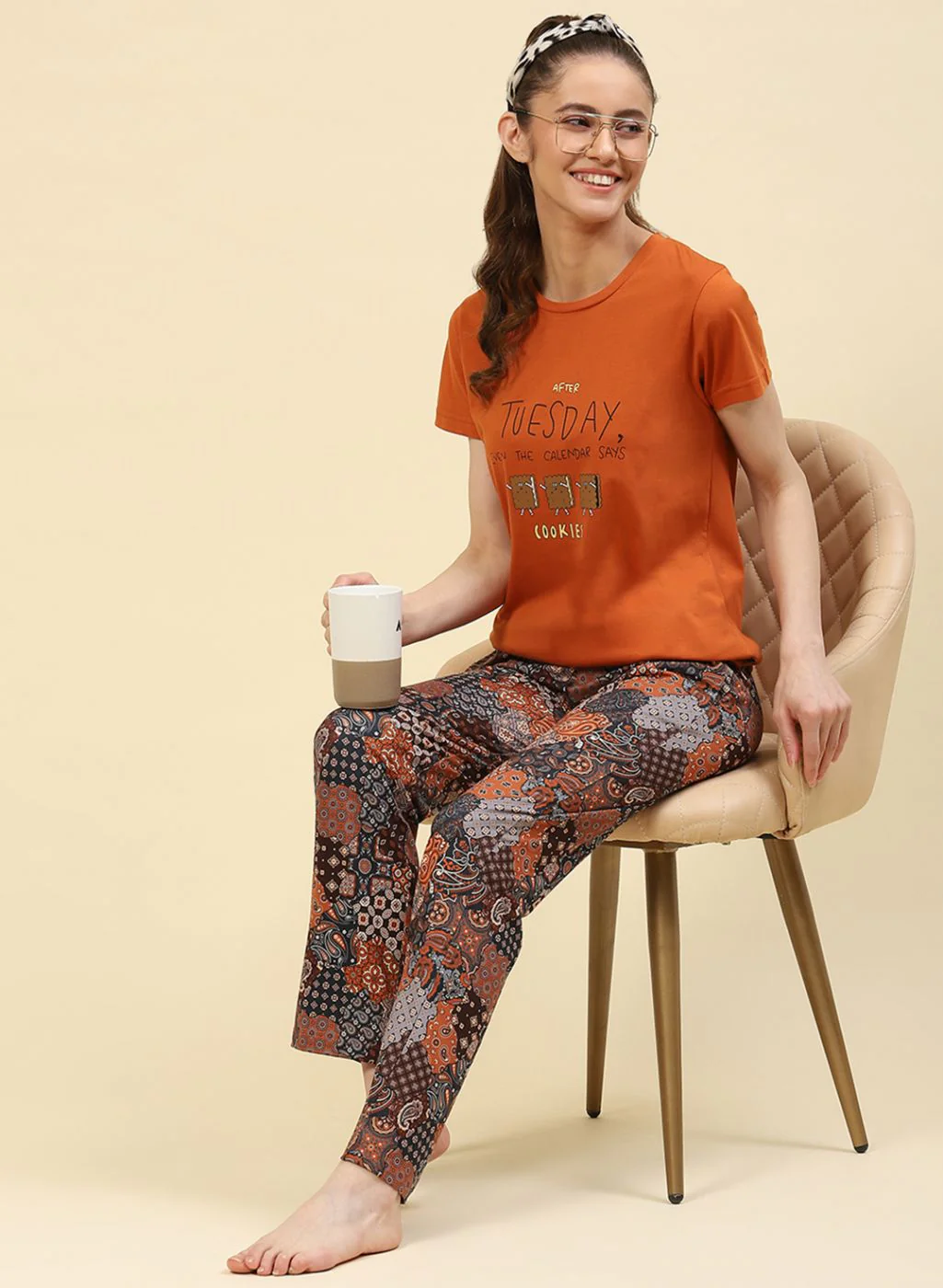 Women Brown Printed Lower Set - Image 5