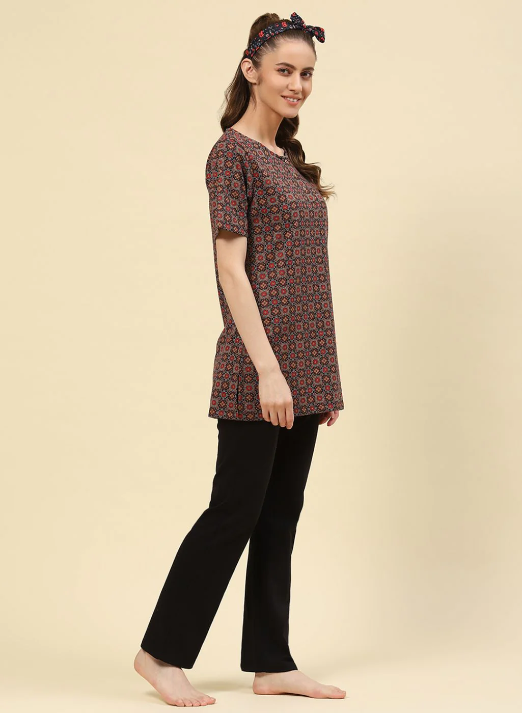 Women Brown Printed Lower Set - Image 3