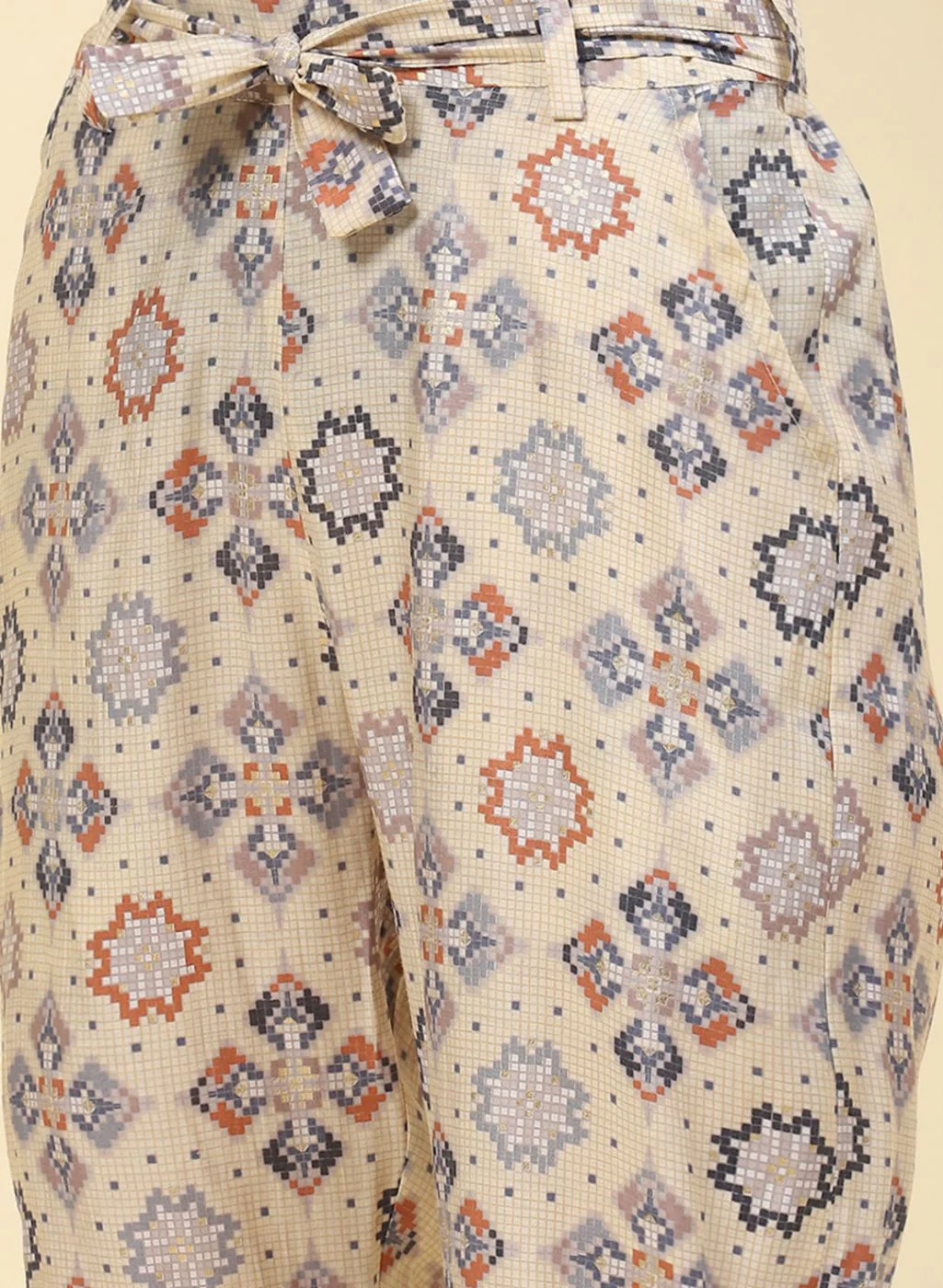 Women Cream Printed CoordiNAte Set - Image 7