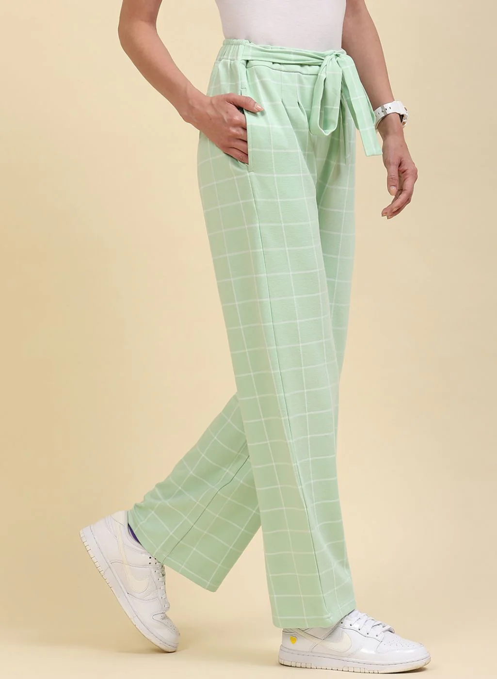 Women Green Jaquard Plazzo Set - Image 3