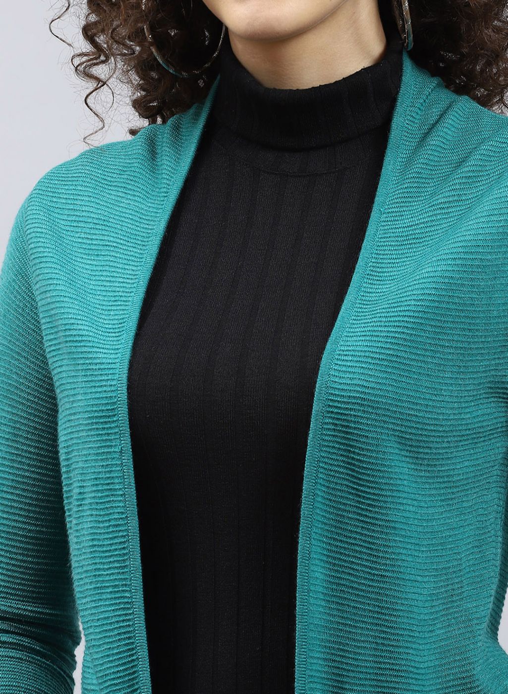 Women Green Self Design Wool blend Cardigan - Image 6