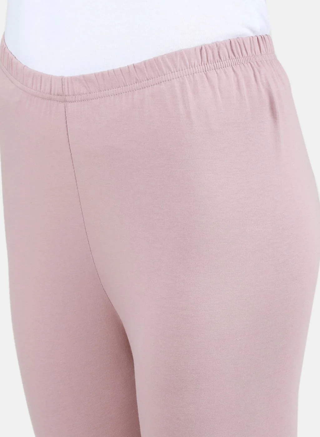 Women Light Pink Solid Legging - Image 5