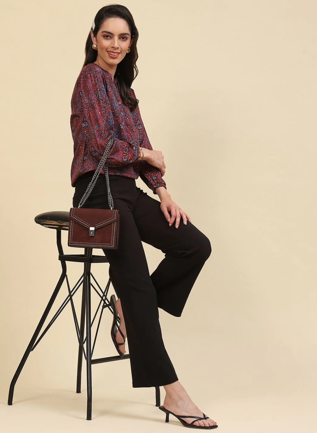 Women Maroon Printed Top - Image 5