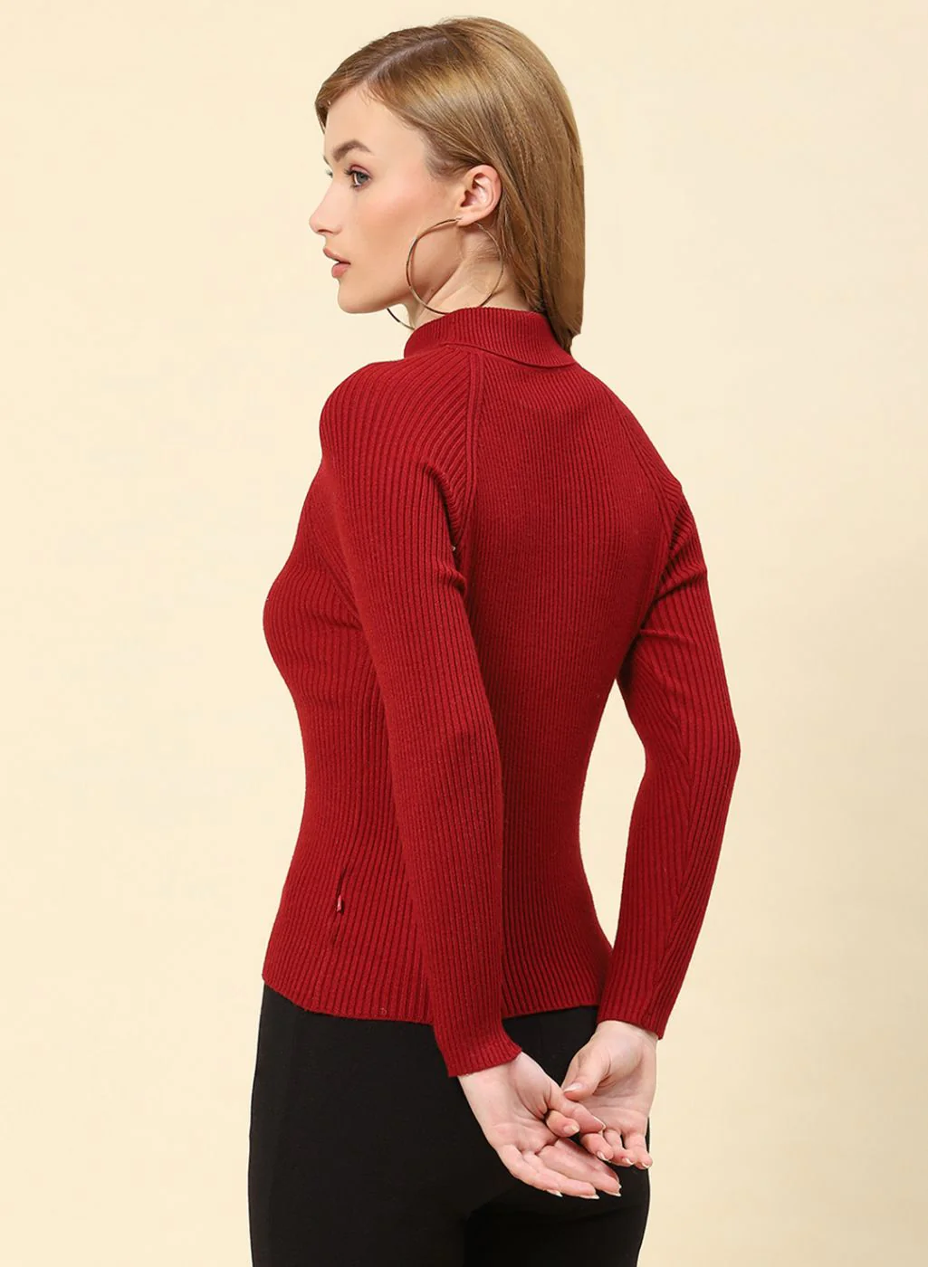 Women Maroon Solid Blend wool Sceavy - Image 5