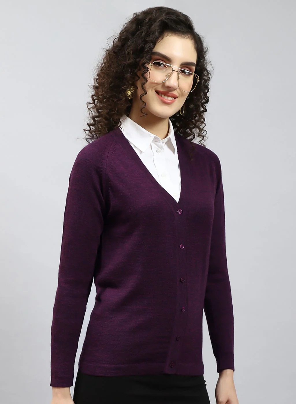 Women Maroon Solid Pure wool Cardigan - Image 4