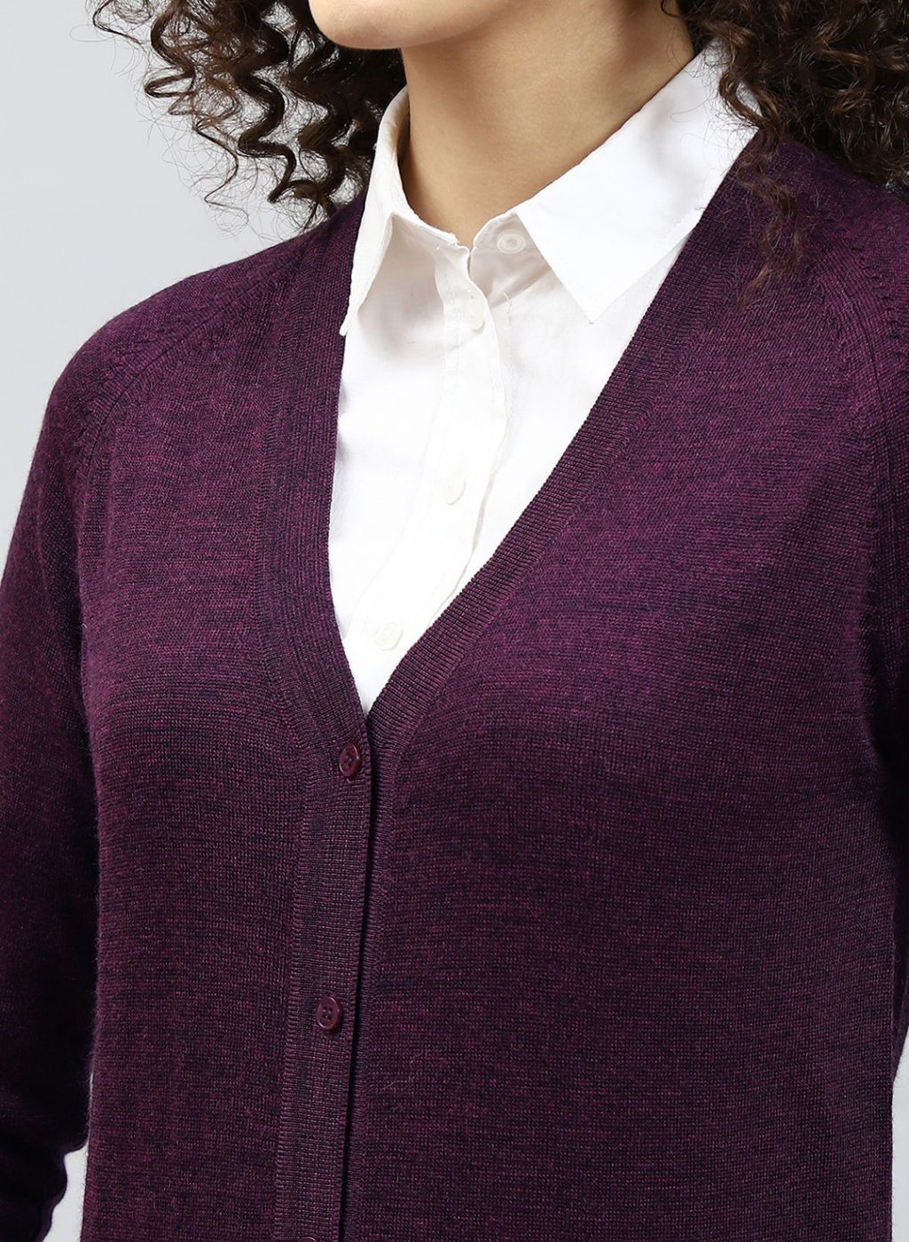 Women Maroon Solid Pure wool Cardigan - Image 6