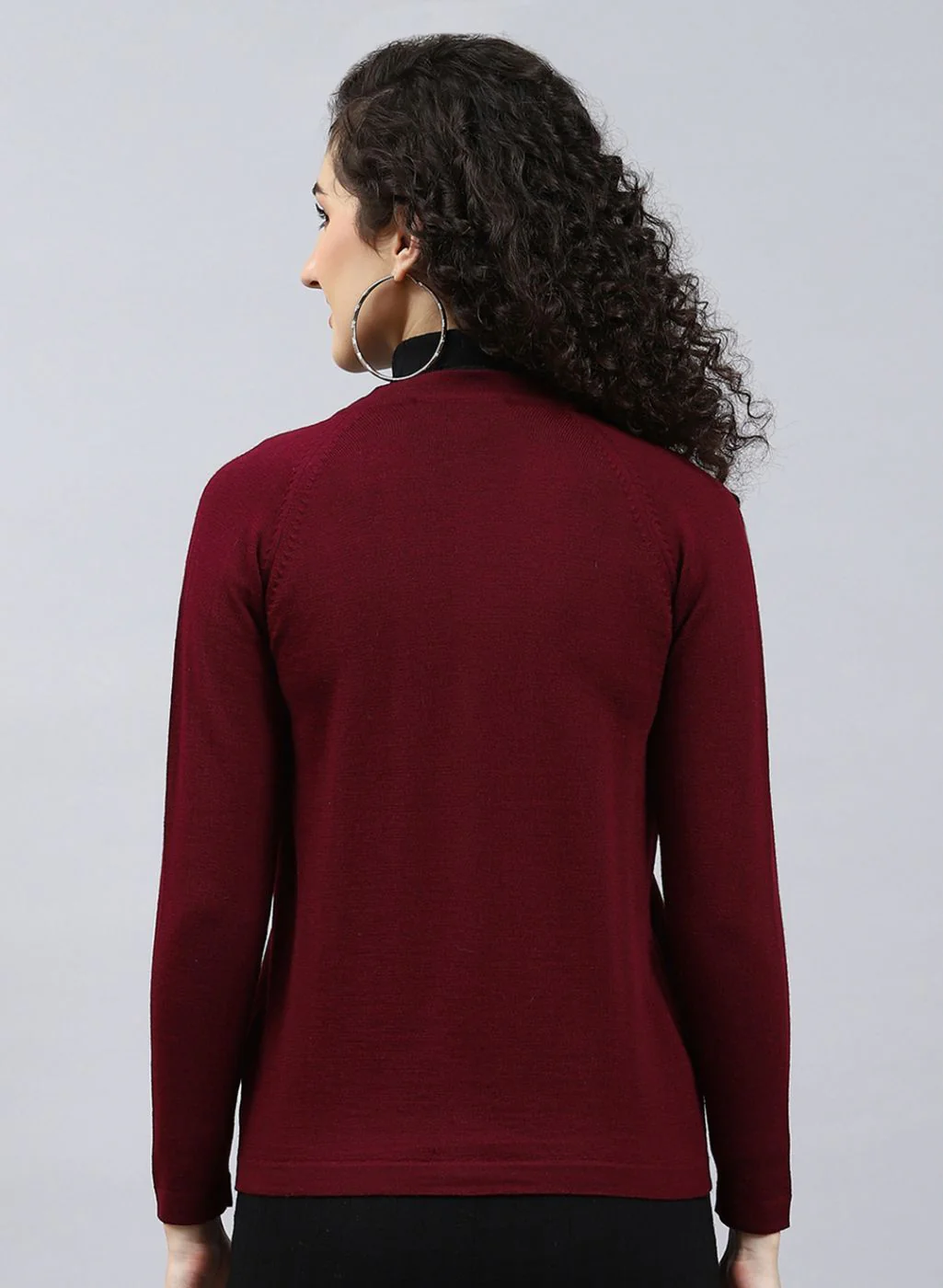 Women Maroon Solid Pure wool Cardigan - Image 5