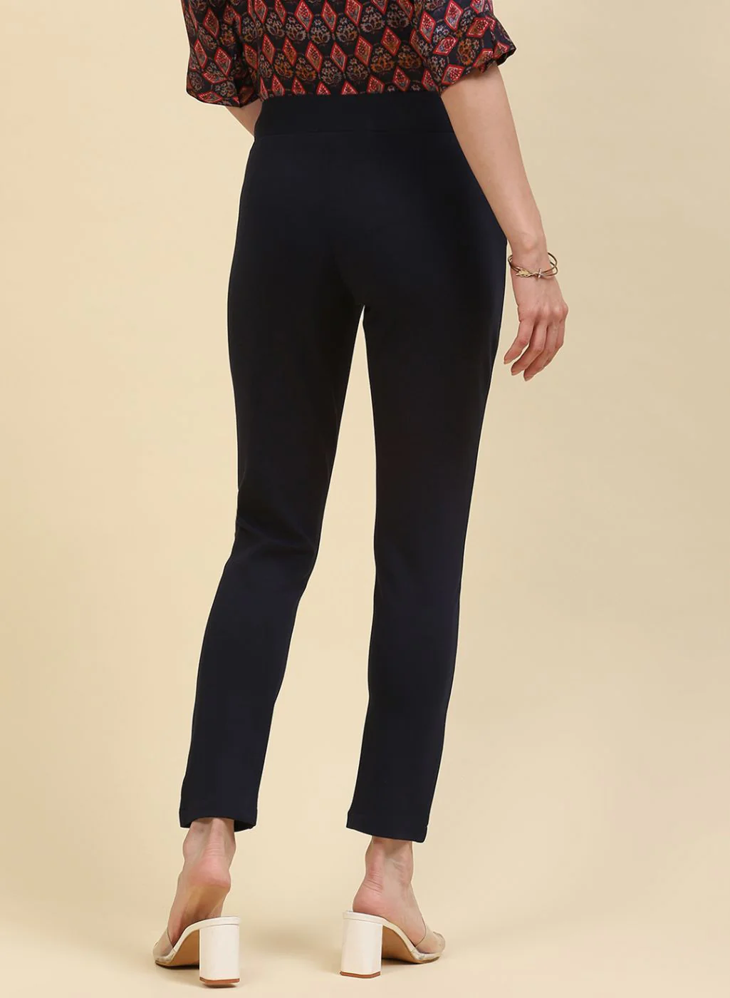 Women NAvy Blue Plain Jegging - Image 5