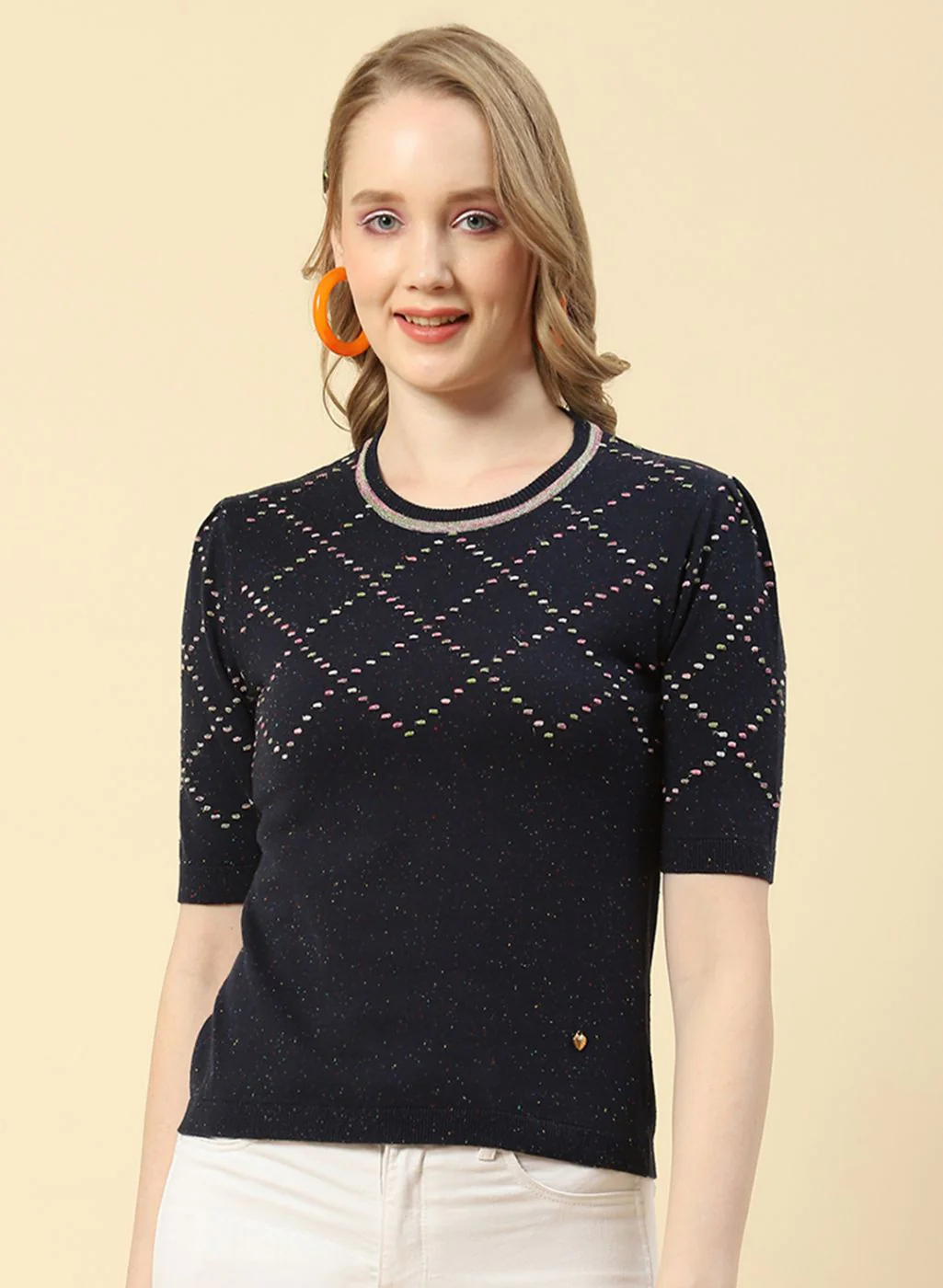 Women NAvy Blue Plain Top - Image 2