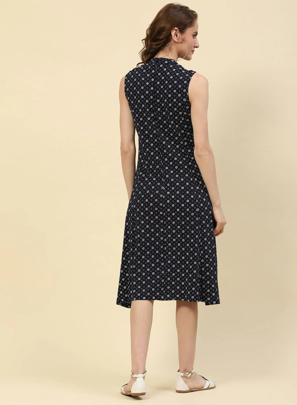 Women NAvy Blue Printed Dress - Image 4